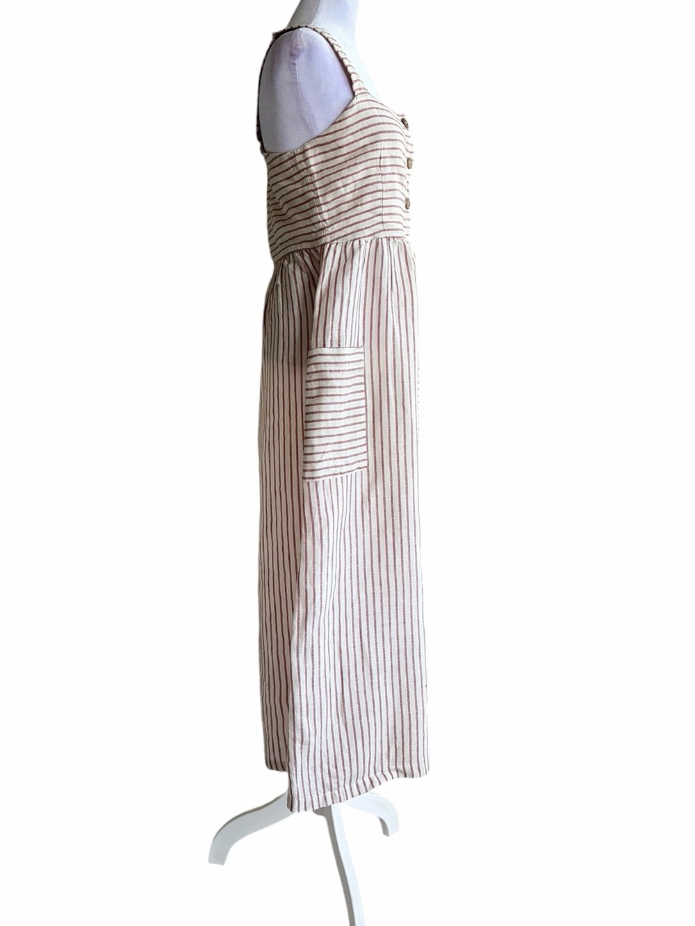 Artisan Ny Cream and Brown Striped Button-Front Midi Sundress - Picture 2 of 7